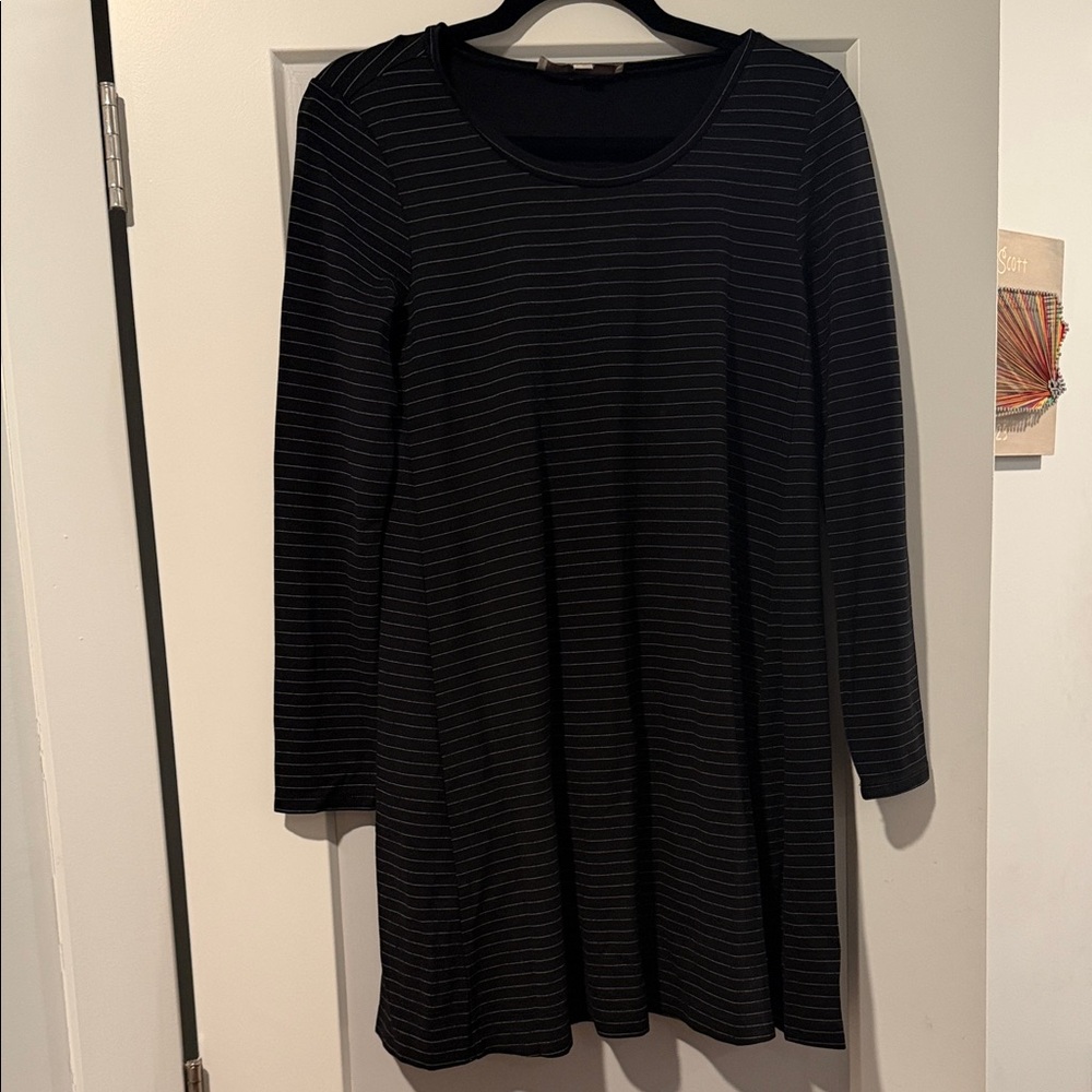 LOFT Black and White Striped Dress